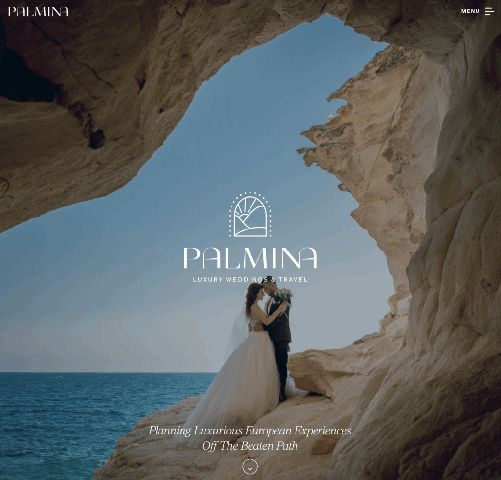 A screenshot of the Palmina Showit template from the Creative Accent.