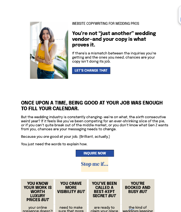 A screenshot of a copy deck created inside Google Docs