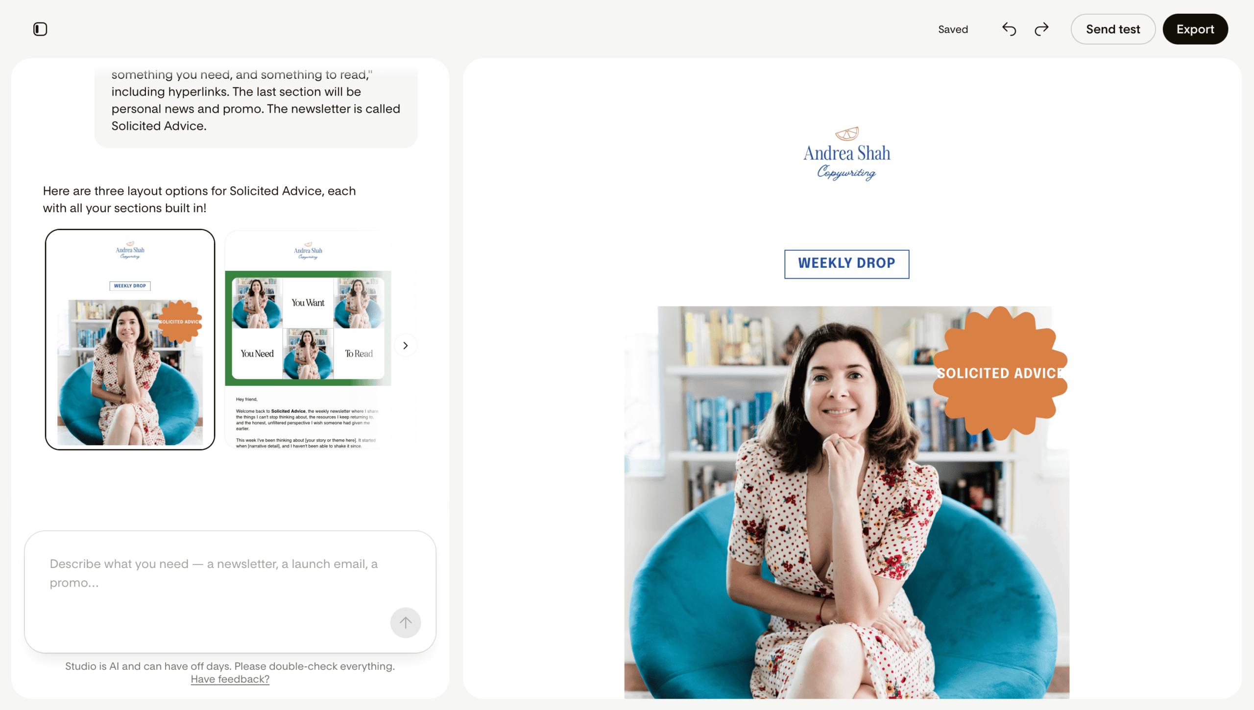 A screenshot of an email newsletter designed in Flodesk